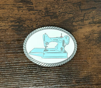 Vintage-Inspired Pink Featherweight Sewing Belt Buckle