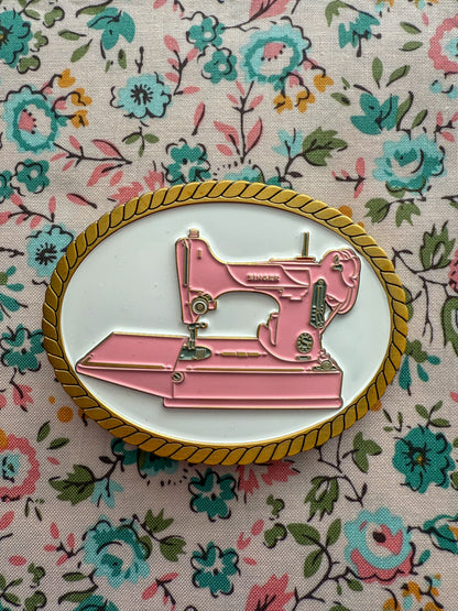 Vintage-Inspired Pink Featherweight Sewing Belt Buckle