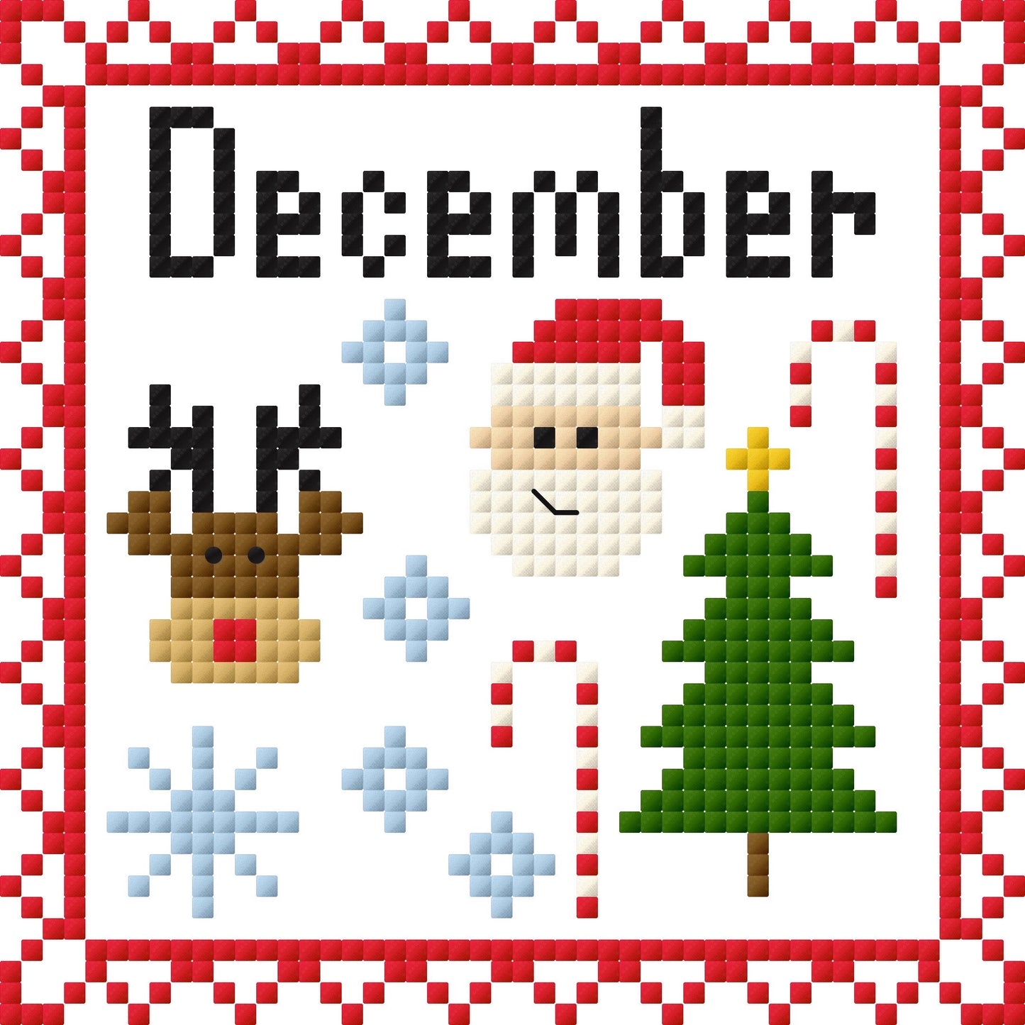 December Monthly Postage Stamp Cross Stitch Chart
