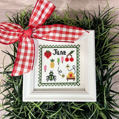 June Monthly Postage Stamp Cross Stitch Chart