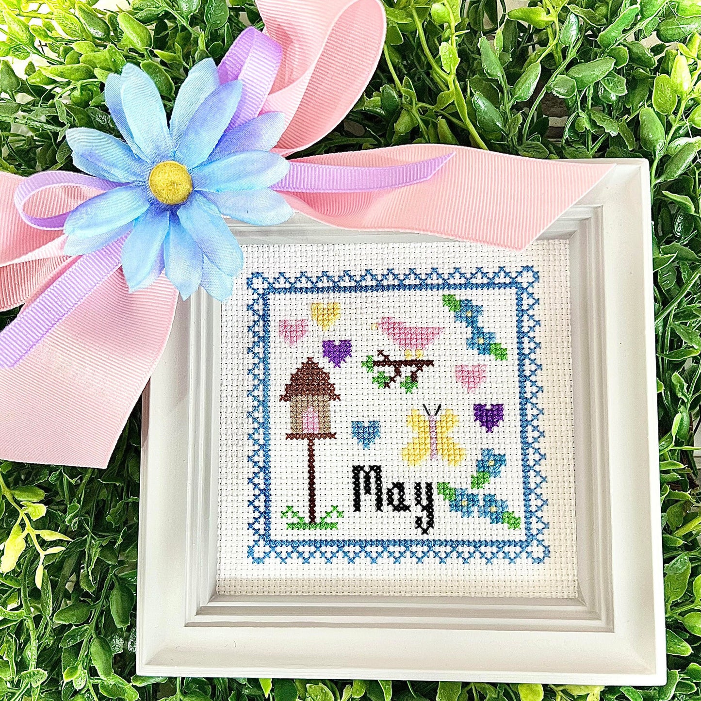 May Monthly Postage Stamp Cross Stitch Chart