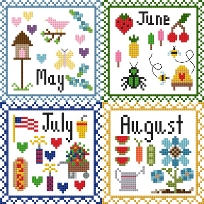 Monthly Postage Stamp Cross Stitch Chart Bundle