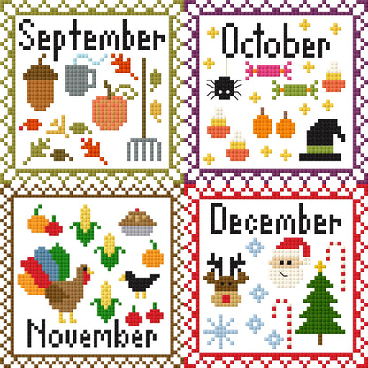 Monthly Postage Stamp Cross Stitch Chart Bundle