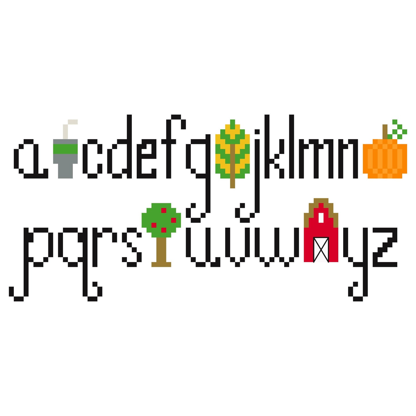October Monthly Alphabet Cross Stitch Chart